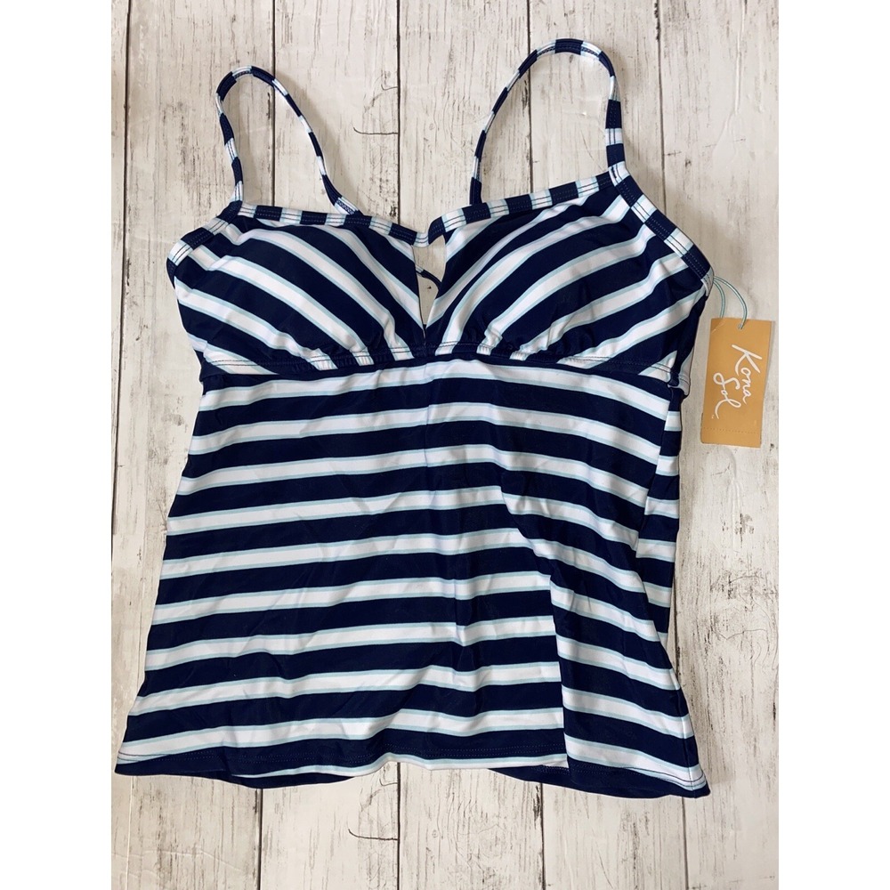 Kona Sol Tankini Womens Small Navy Blue White Stripe Open Back Swim Top Target S